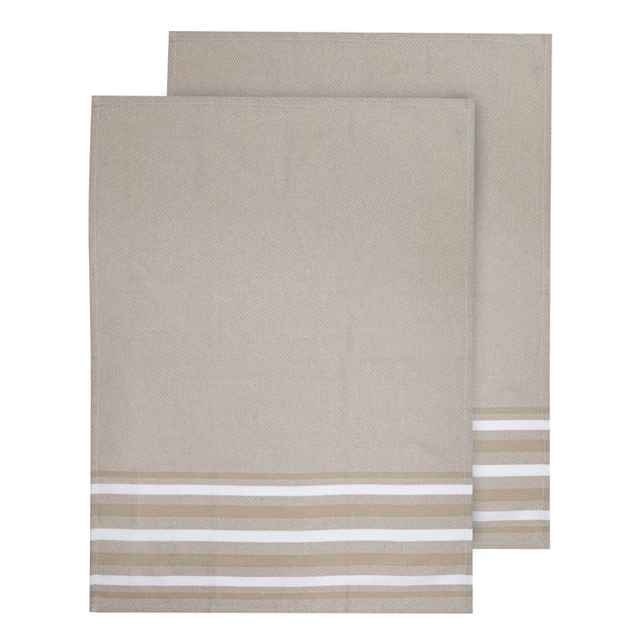 ladelle Lennox Stripe Stone 2pk Kitchen Towel