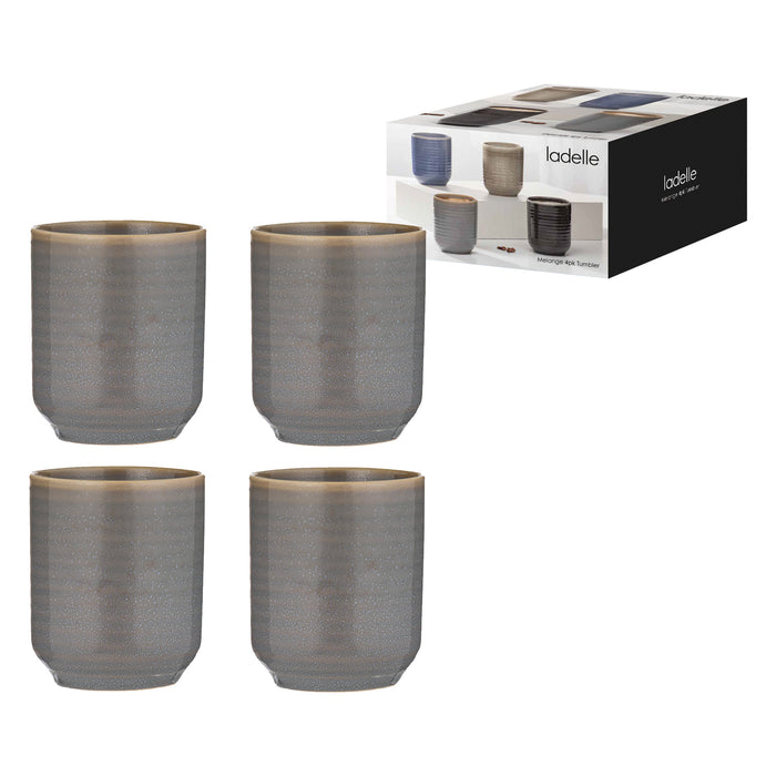 Ladelle Melange Lt Grey 4pk Tumbler