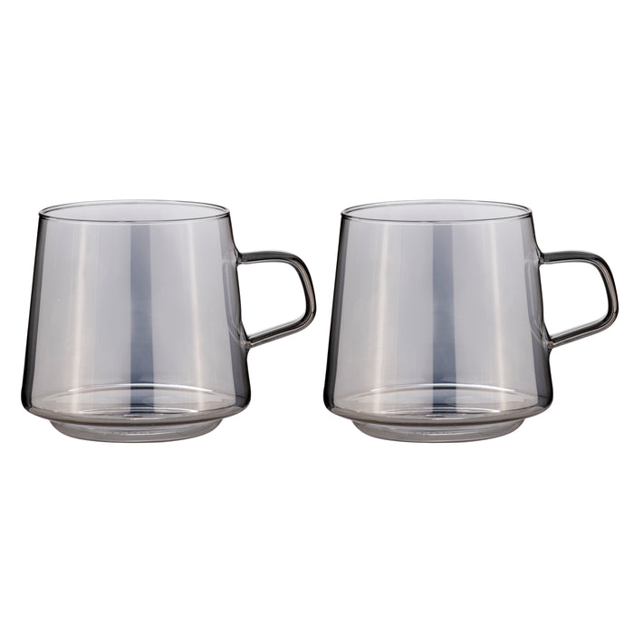 ladelle Oaklyn Charcoal Glass 2pk Mug