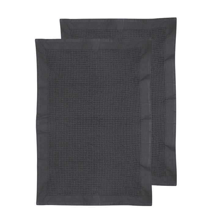 ladelle Ollie Waffle Charcoal 2pk Kitchen Towel