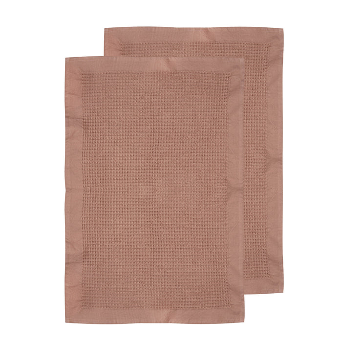 ladelle Ollie Waffle Terracotta 2pk Kitchen Towel