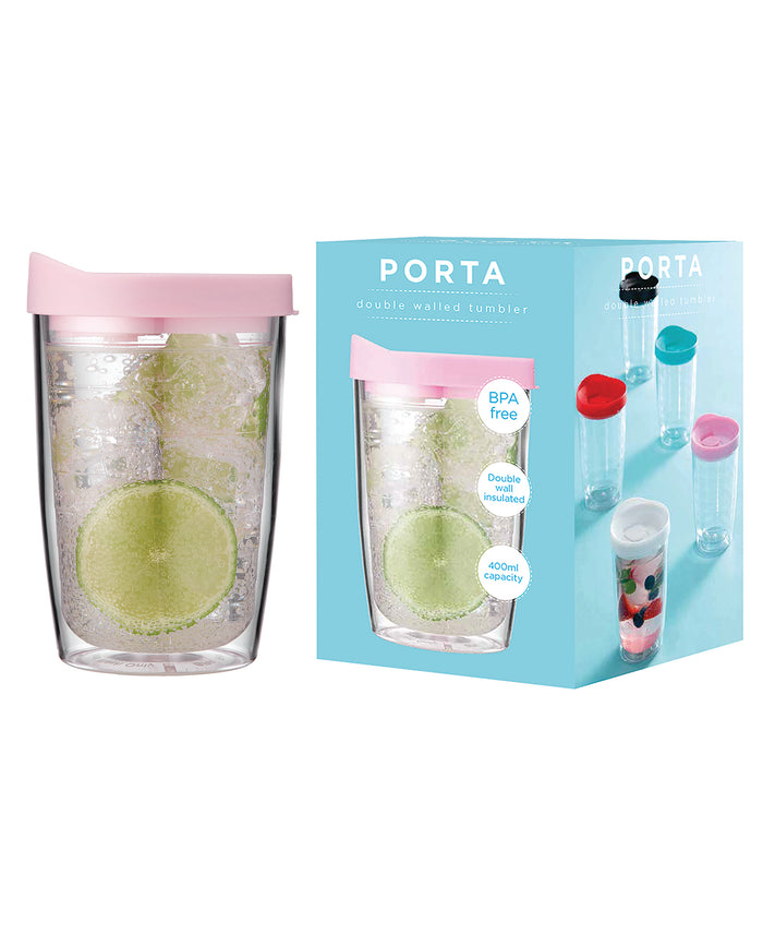 Ladelle Portables Clear Pink Travel Mug Tumbler