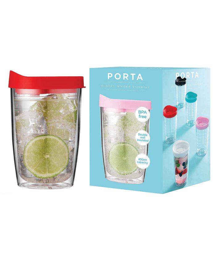 ladelle Portables Clear Red Travel Mug Tumbler
