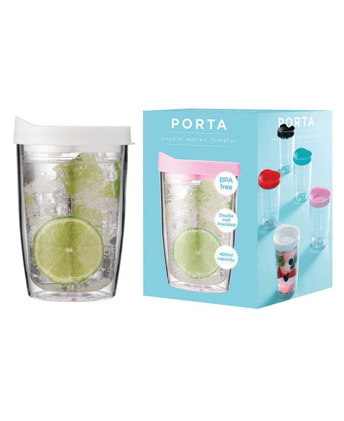 Ladelle Portables Clear White Travel Mug Tumbler