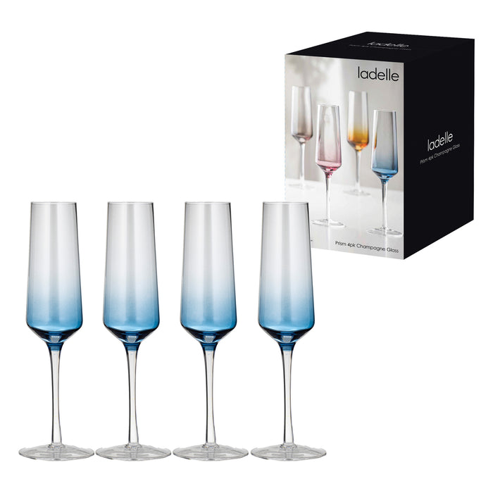 Ladelle Prism Blue 4pk Champagne Glass