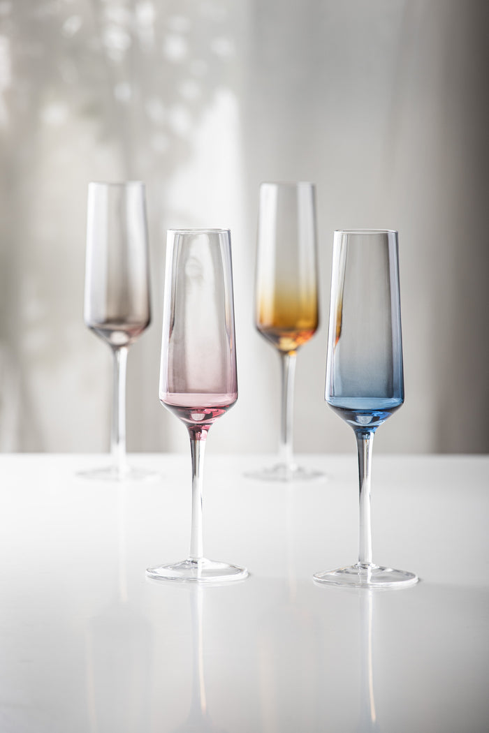Ladelle Prism Blue 4pk Champagne Glass