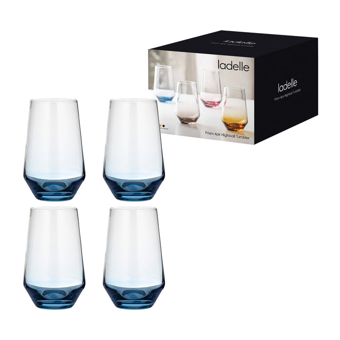 Ladelle Prism Blue 4pk Highball Tumbler