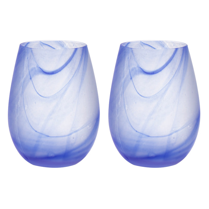ladelle Skylar Ocean 2pk Stemless Glass