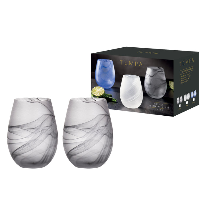 Ladelle Skylar Storm 2pk Stemless Glass