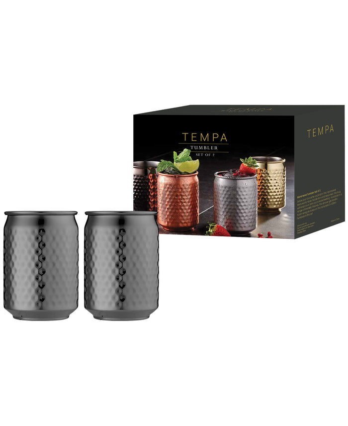 Ladelle Spencer Hammered Black 2pk Tumbler