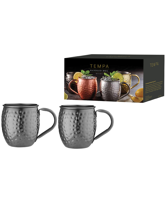 Ladelle Spencer Hammered Black Handled 2pk Mug
