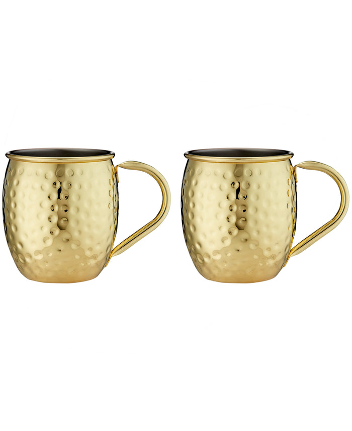 Ladelle Spencer Hammered Gold Handled 2pk Mug