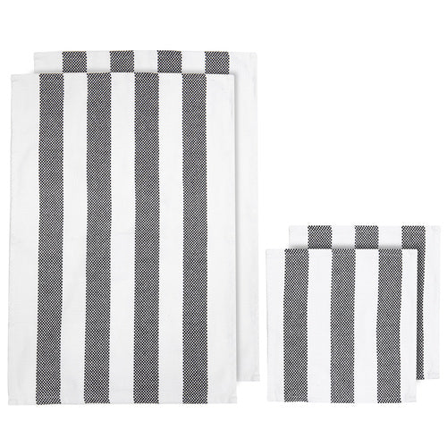 ladelle Stripe Black 4pc Kitchen Towel & Dishcloth