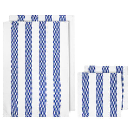ladelle Stripe Blue 4pc Kitchen Towel & Dishcloth