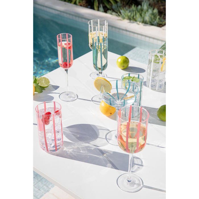 Ladelle Stripe Teal 4pk Champagne Glass