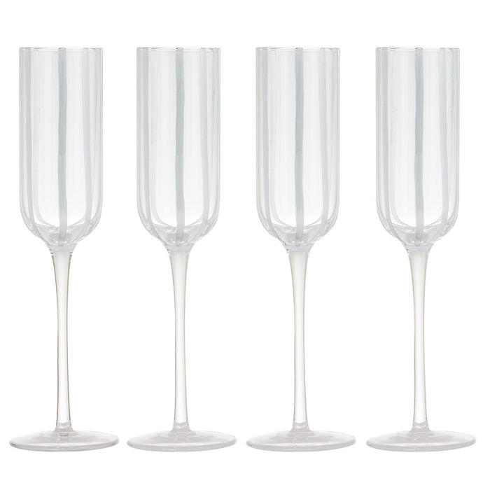 ladelle Stripe White 4pk Champagne Glass