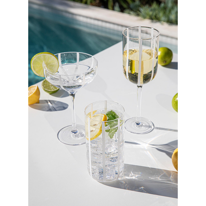 Ladelle Stripe White 4pk Wine Glass