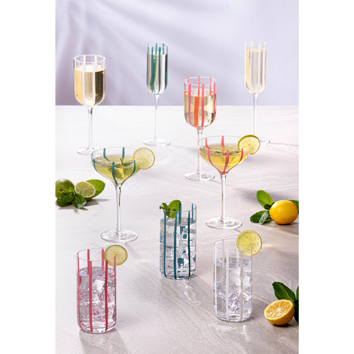 Ladelle Stripe White 4pk Wine Glass