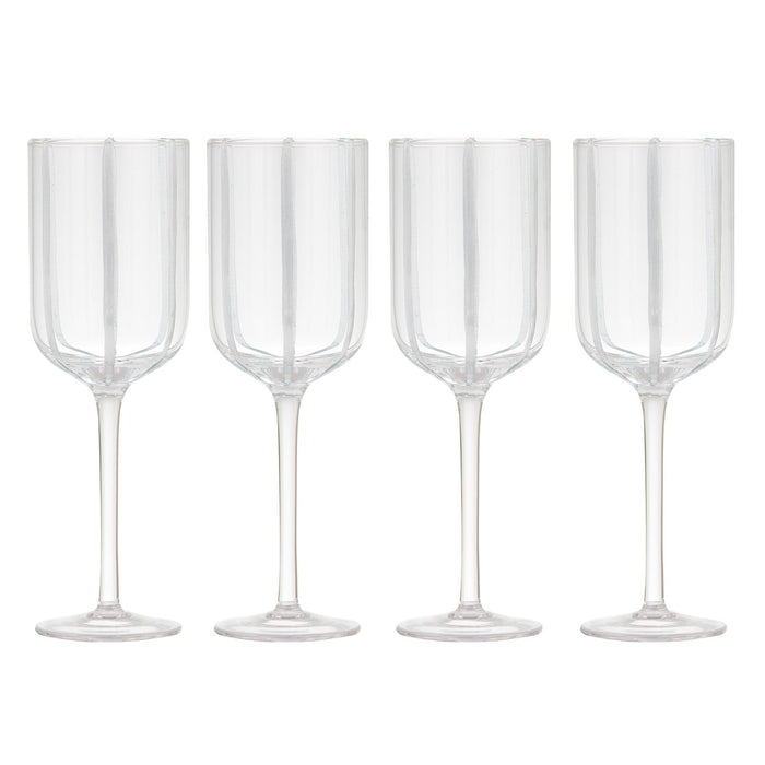 ladelle Stripe White 4pk Wine Glass