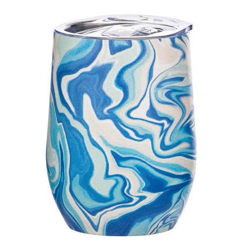 ladelle Summer Swirl Blue SS Wine Tumbler