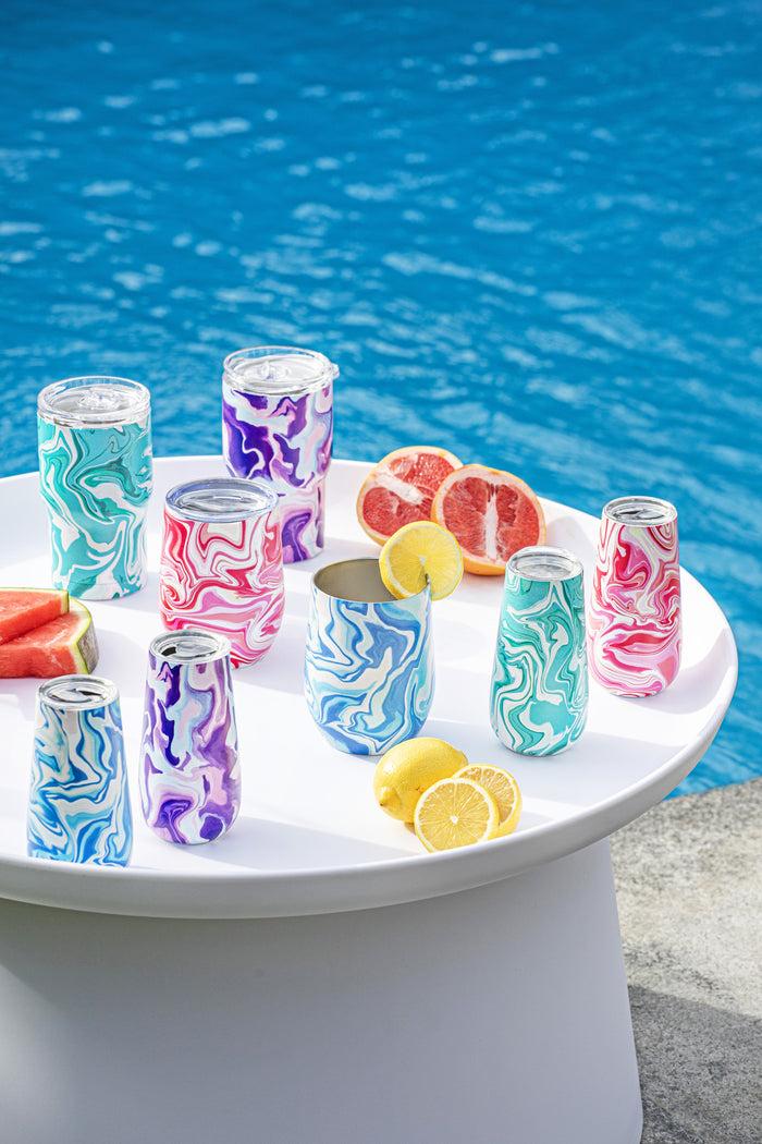 Ladelle Summer Swirl Pink SS Champagne Tumbler