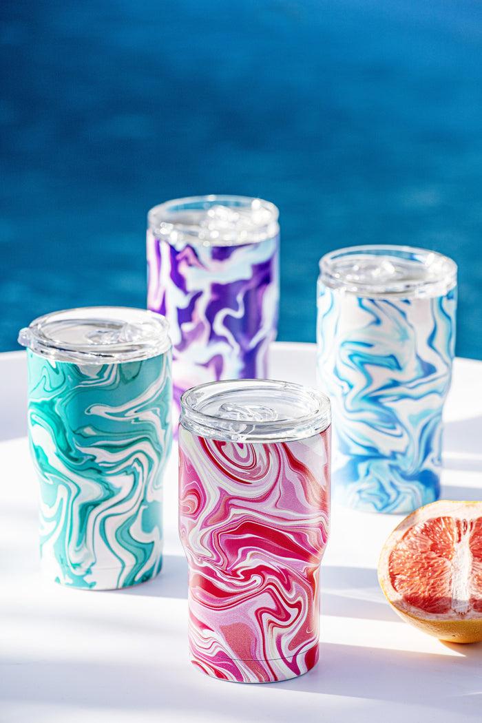 Ladelle Summer Swirl Purple SS Travel Mug