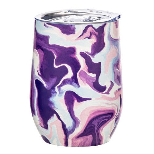 ladelle Summer Swirl Purple SS Wine Tumbler