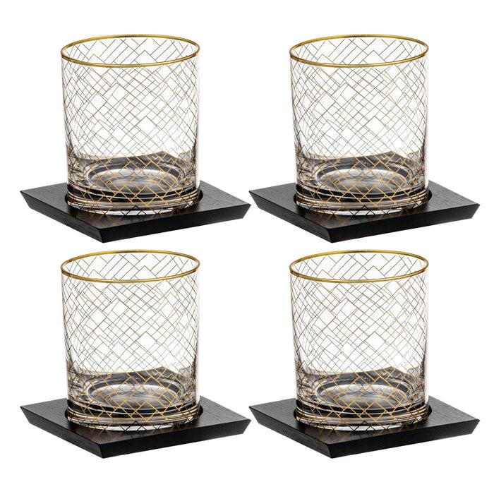ladelle Winston 4pk Whisky Glass & Coaster Set