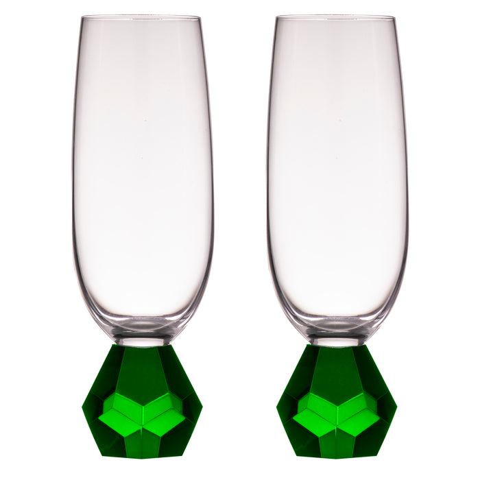 ladelle Zhara Emerald 2pk Champagne Glass