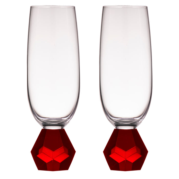 ladelle Zhara Ruby 2pk Champagne Glass