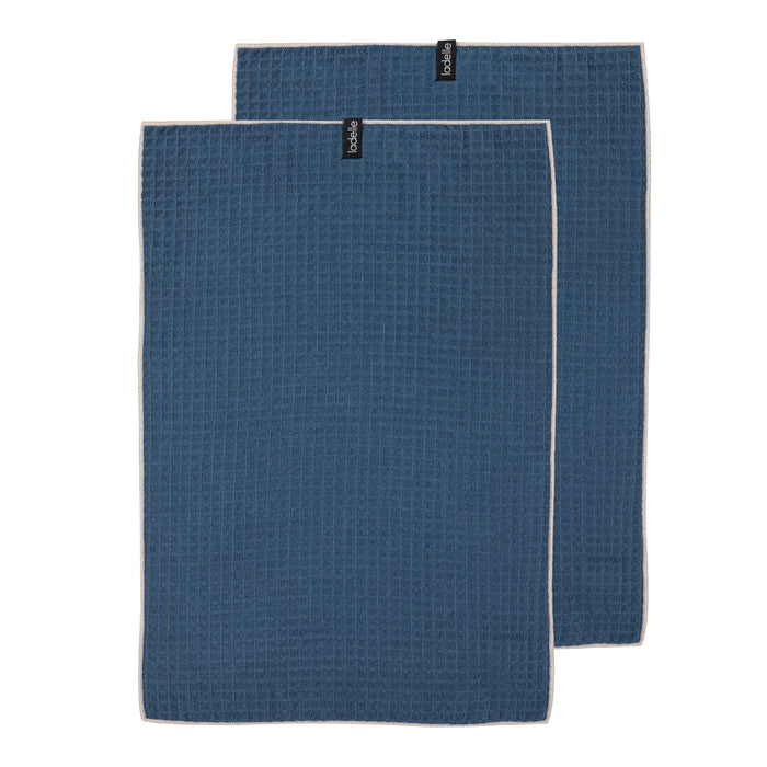 ladelle Mega Waffle Microfibre Navy 2pk Kitchen Towel