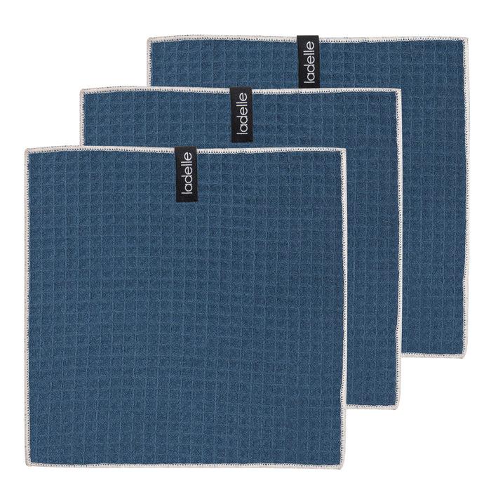 ladelle Mega Waffle Microfibre Navy 30x30cm 3pk Dishcloth