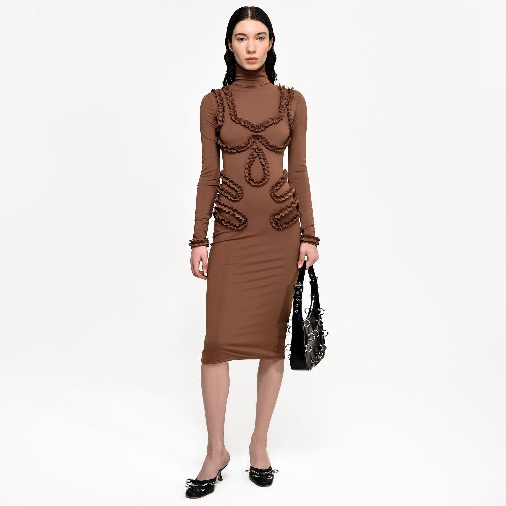 Lado Bokuchava 1750 TURTLENECK DRESS Dresses Almond