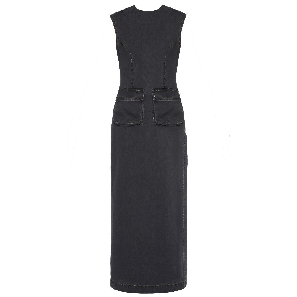 lado bokuchava CARGO MAXI DRESS SAMPLE SALE Charcoal