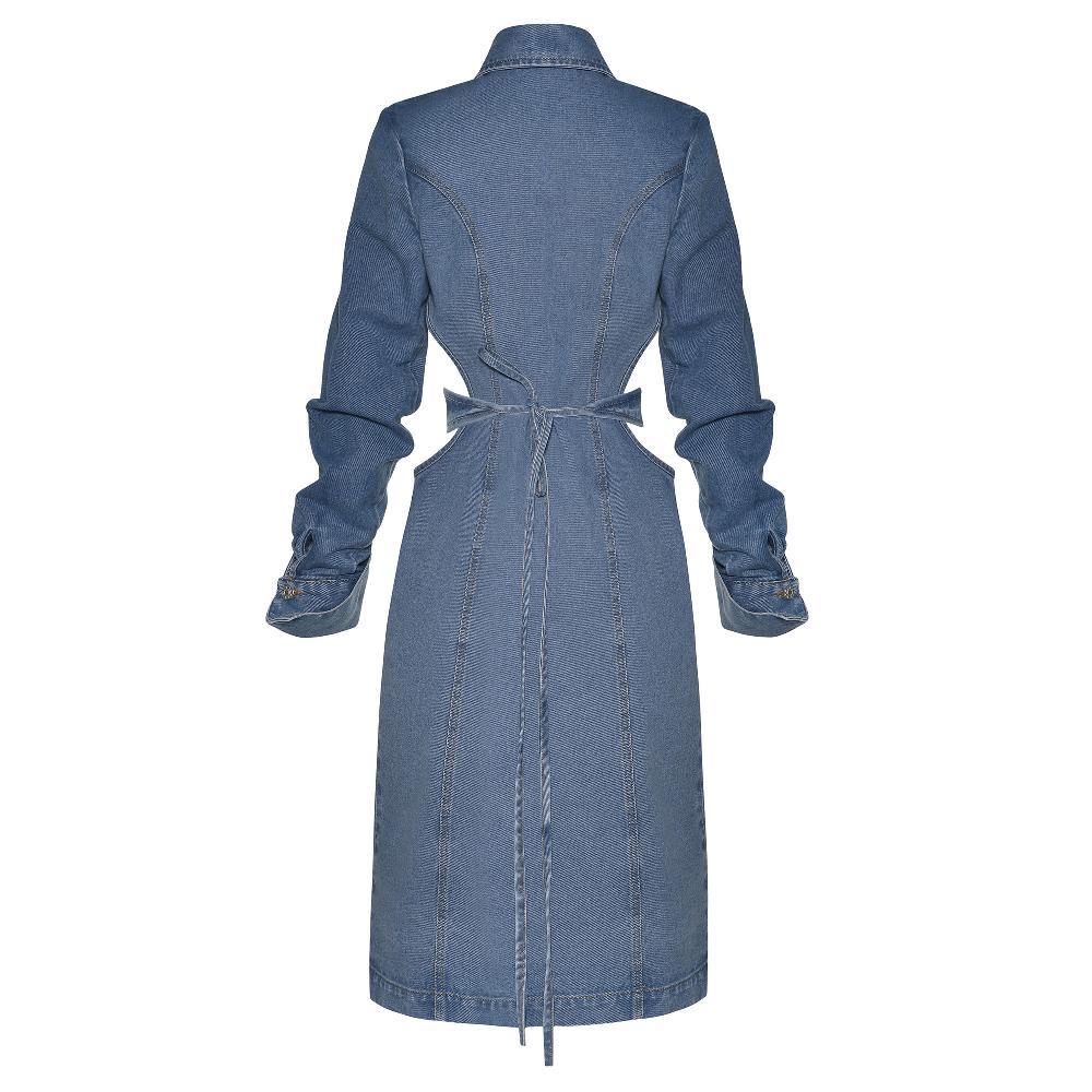 Lado Bokuchava CUTOUT DENIM TRENCH SAMPLE SALE Blue