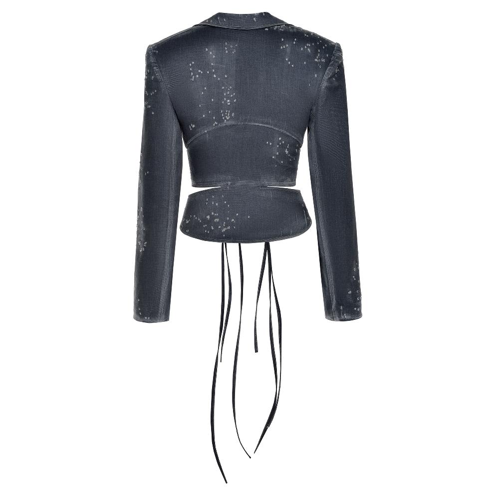 Lado Bokuchava DISTRESSED SHIBARI BLAZER Blazer Washed Indigo