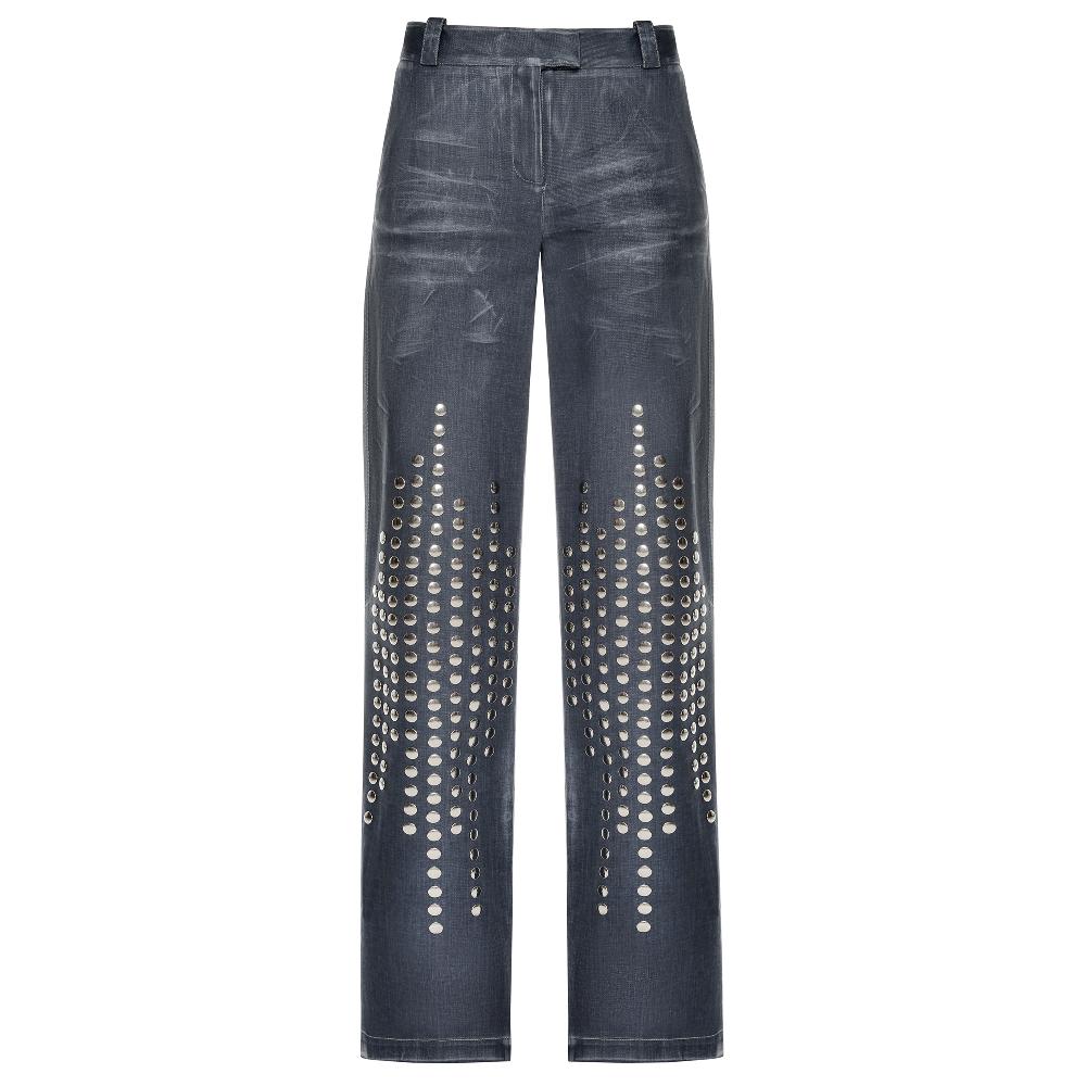 lado bokuchava DISTRESSED STUDDED JEANS Pants Washed Indigo