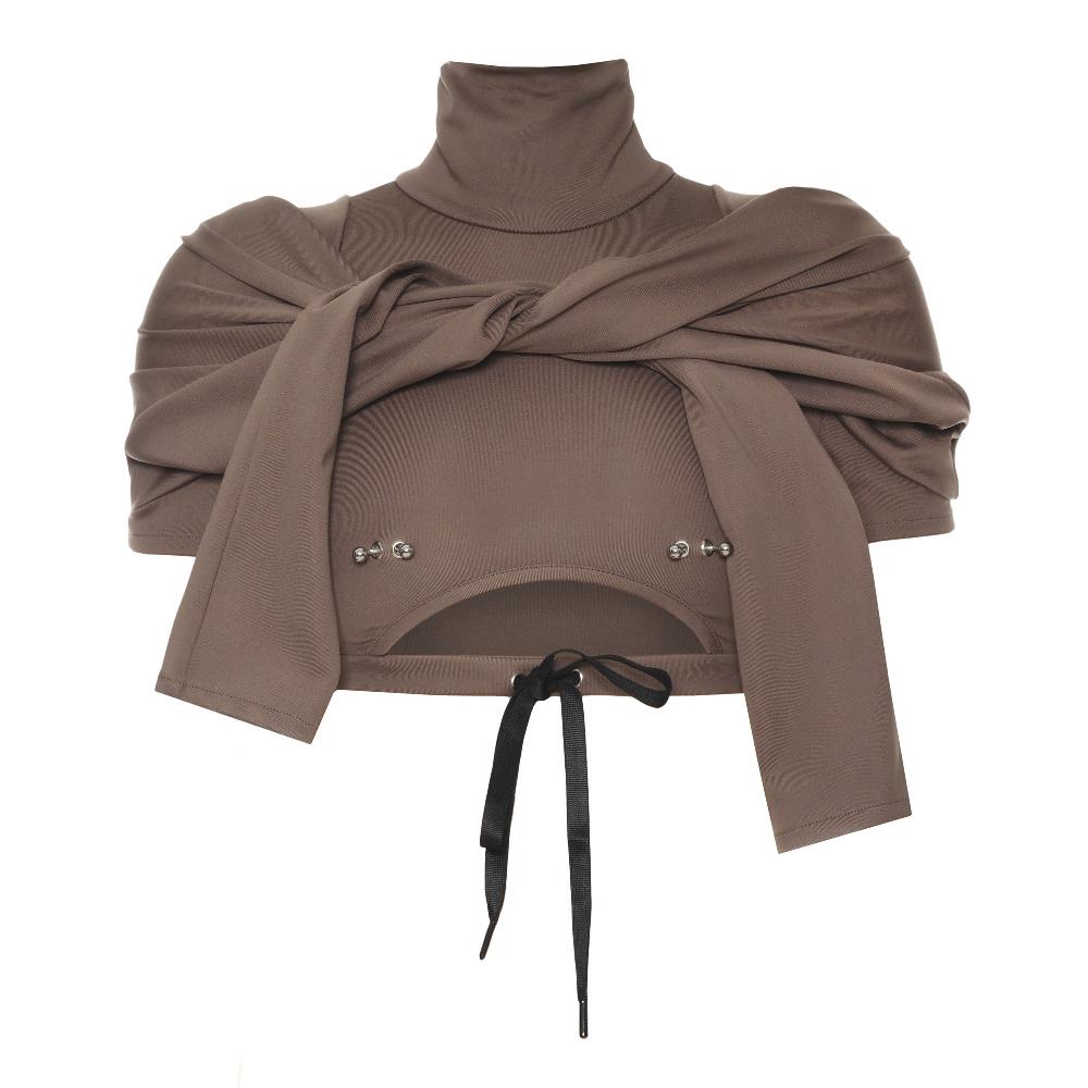 lado bokuchava KNOT PIERCED TURTLENECK SAMPLE SALE Taupe