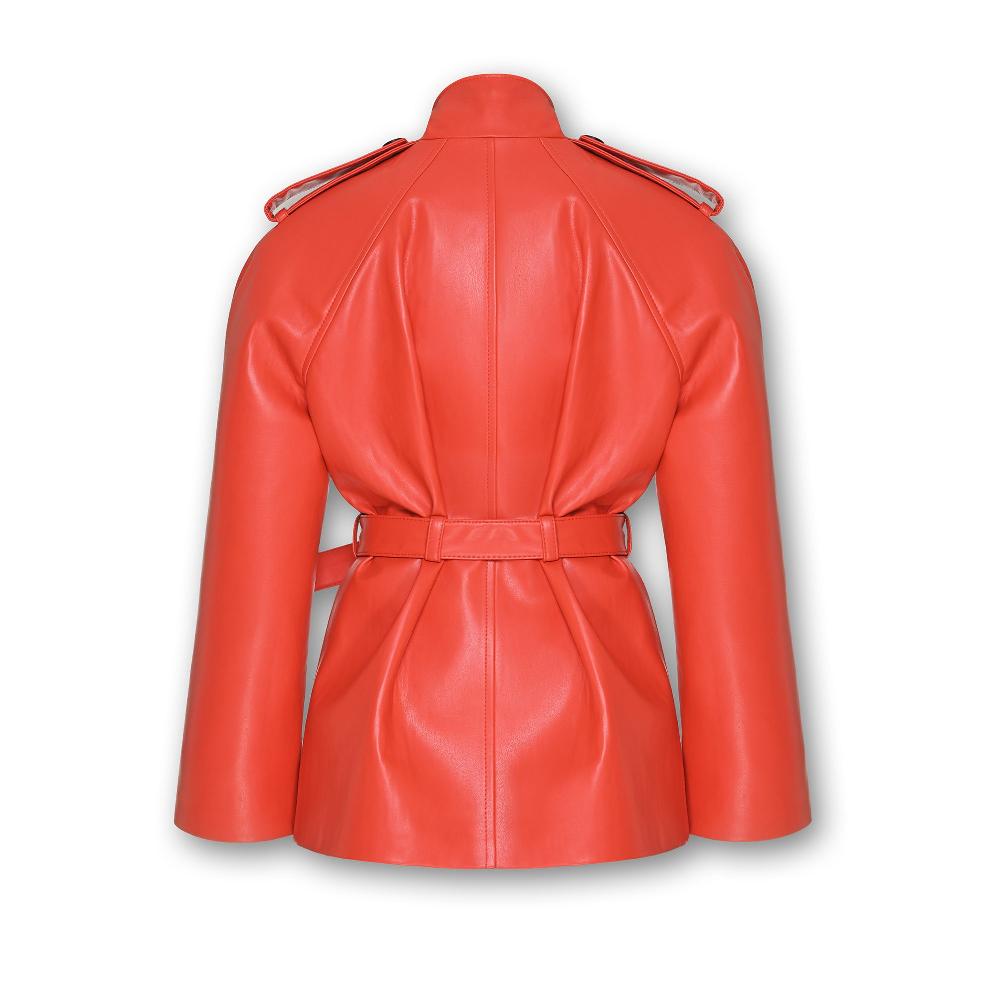 Lado Bokuchava LA NUIT CROP TRENCH Jacket Blood Orange