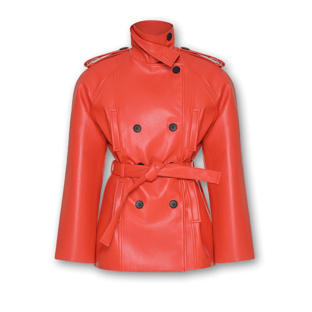 lado bokuchava LA NUIT CROP TRENCH Jacket Blood Orange