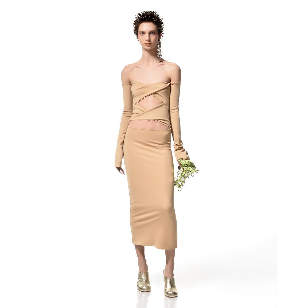 Lado Bokuchava BANDAGE DRESS Dresses Beige
