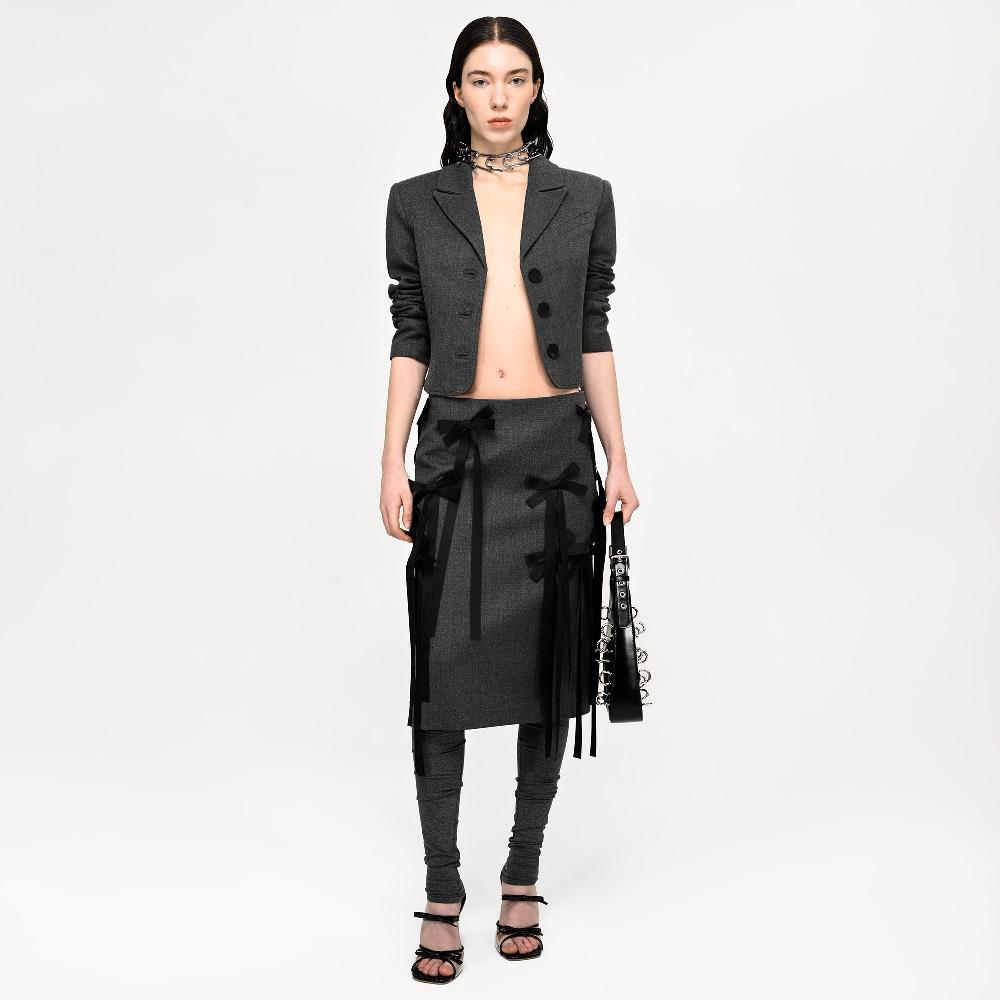 Lado Bokuchava BOW MIDI SKIRT Skirt Gray