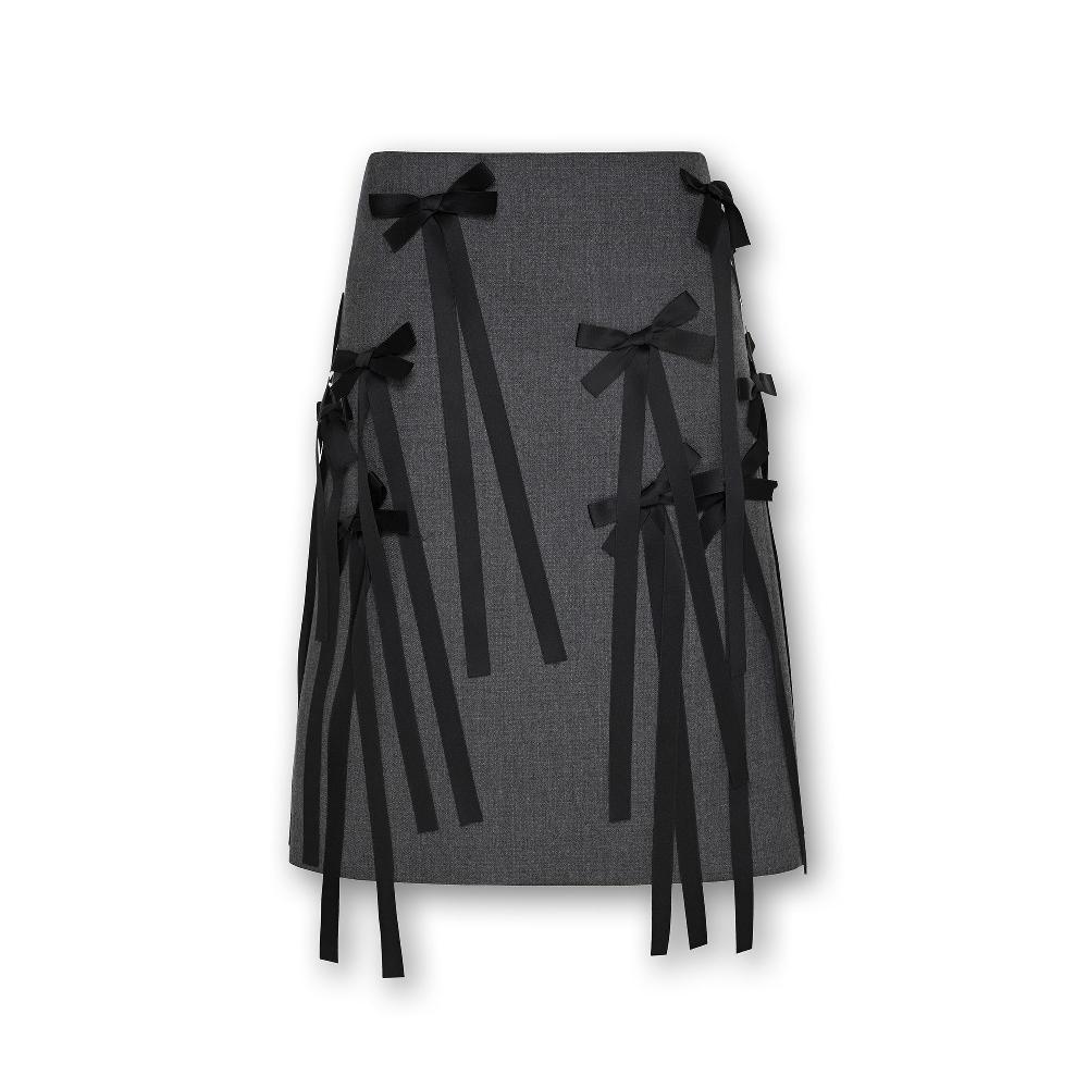 lado bokuchava BOW MIDI SKIRT Skirt Gray
