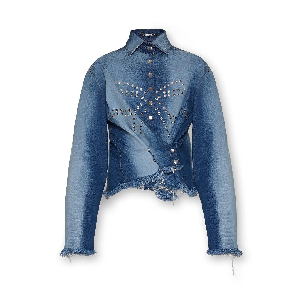 lado bokuchava BOW PIERCE SHIRT Jacket Washed Blue