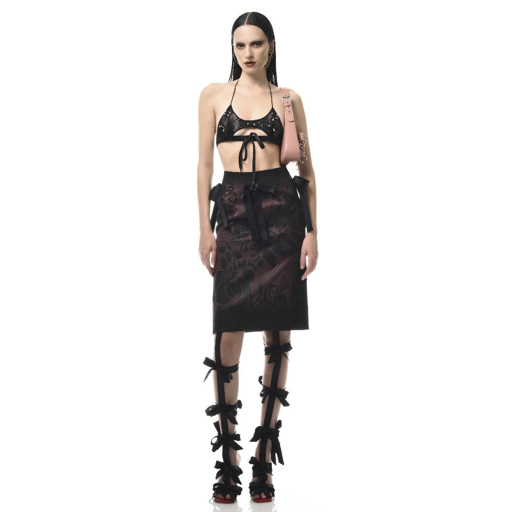 Lado Bokuchava BOW ROSE SKIRT SAMPLE SALE Brown