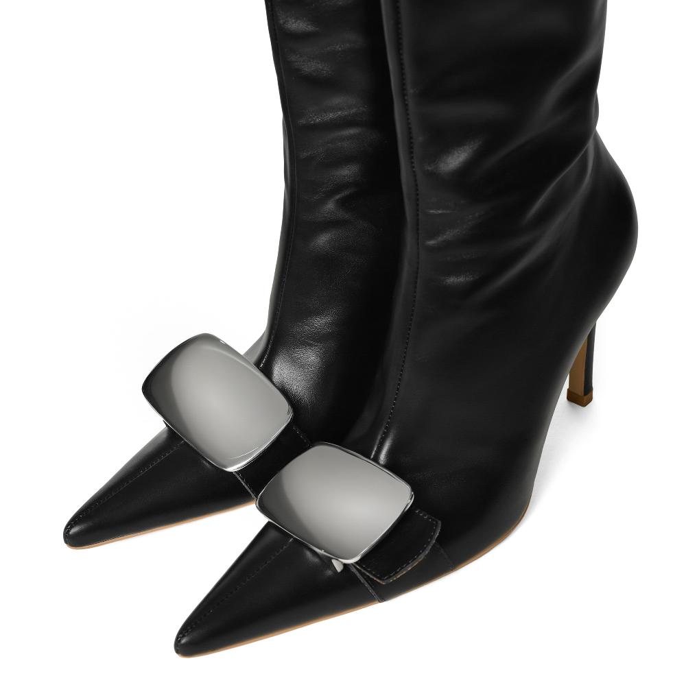 Lado Bokuchava BUCKLE KNEE BOOTS Shoes Black