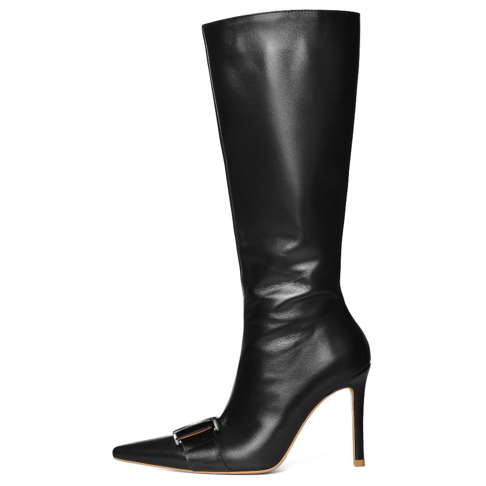 lado bokuchava BUCKLE KNEE BOOTS Shoes Black