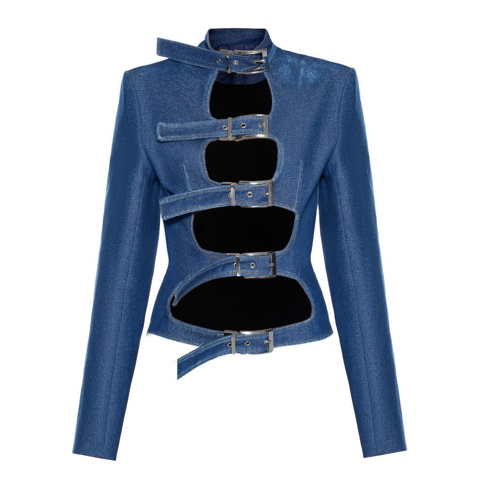 lado bokuchava BUCKLE SHIBARI BLAZER Blazer Blue