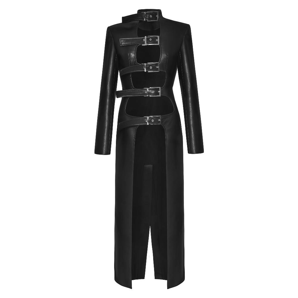 lado bokuchava BUCKLE SHIBARI TRENCH Coat Black