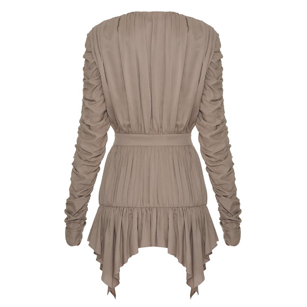 Lado Bokuchava BUTTON DOWN TOP SAMPLE SALE Beige